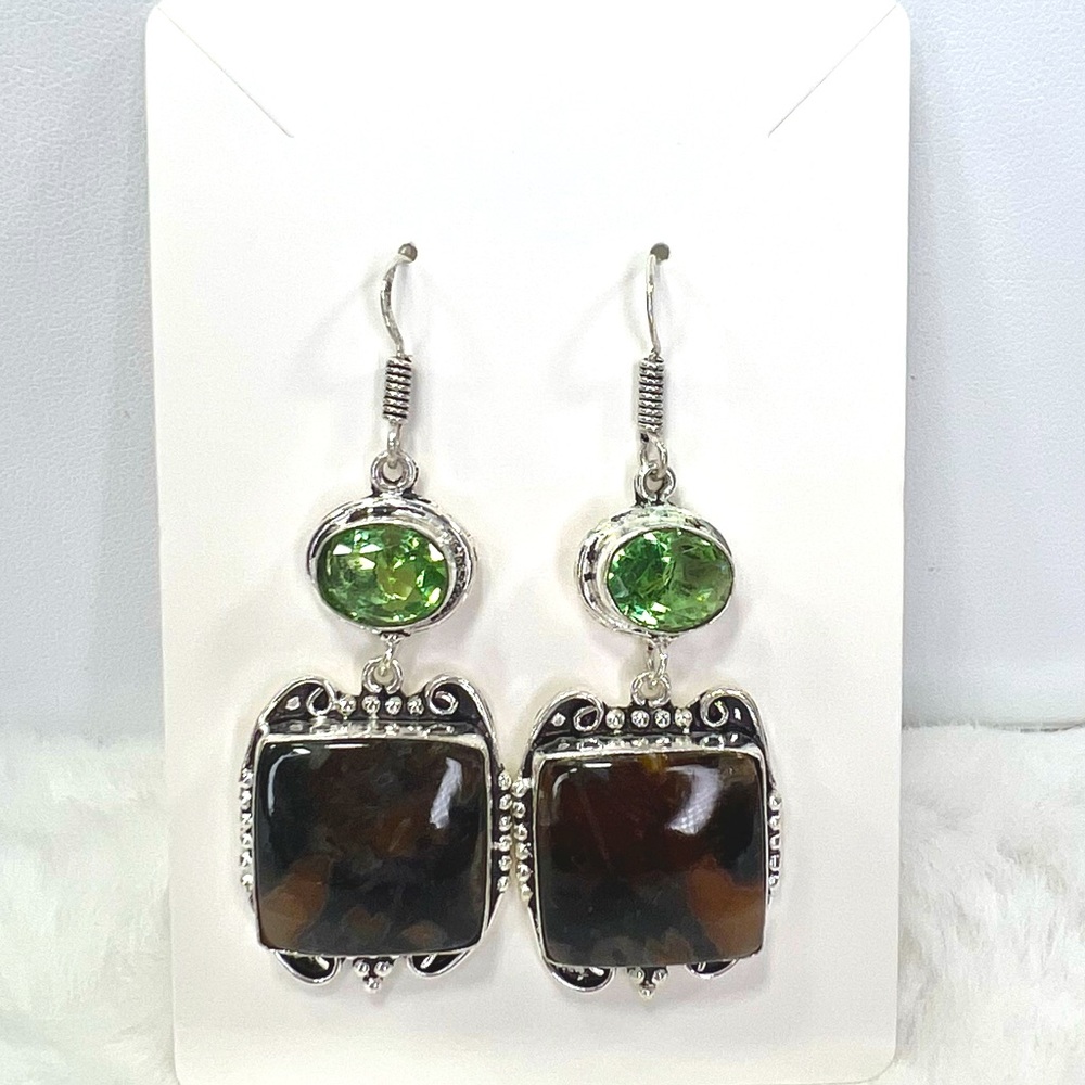 Jasper Peridot 925 Gemstone Earring